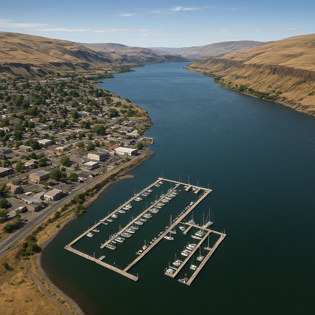 The Dalles, Oregon Cruise Port - overhead view of the The Dalles itinerary stop located in the River Cruises - United States cruising region