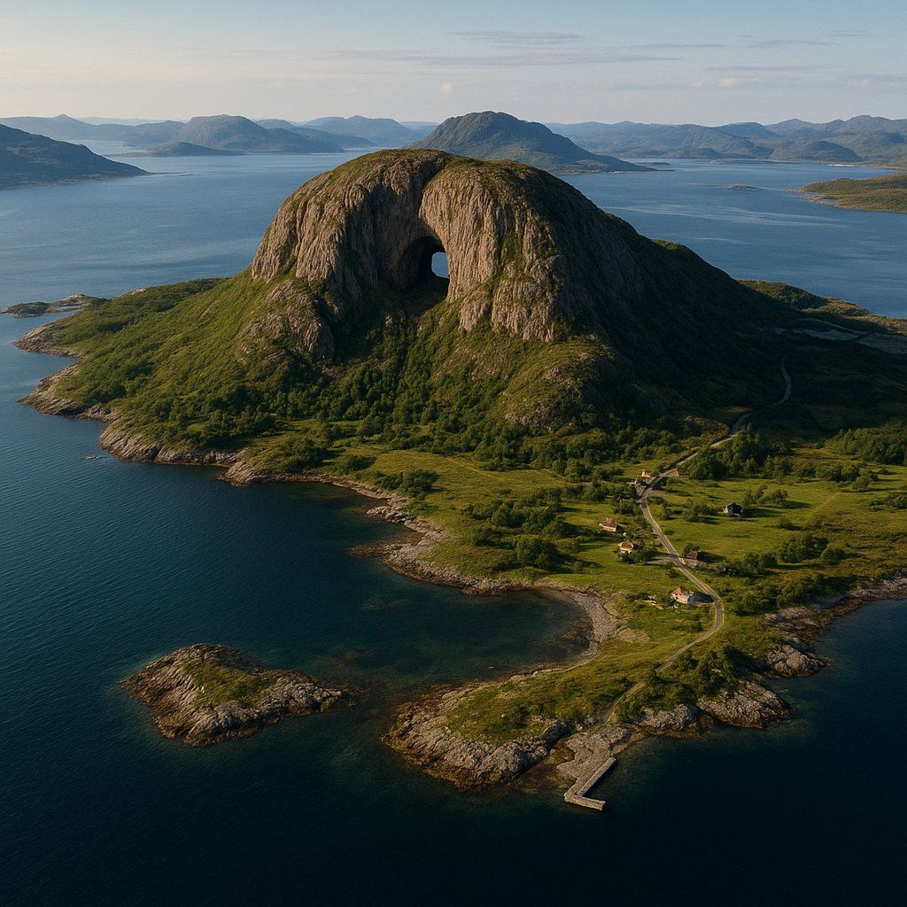 Torghatten,  Bronnoy, Norway Cruise Port - overhead view of the Torghatten itinerary stop located in the Europe - Northern Europe cruising region