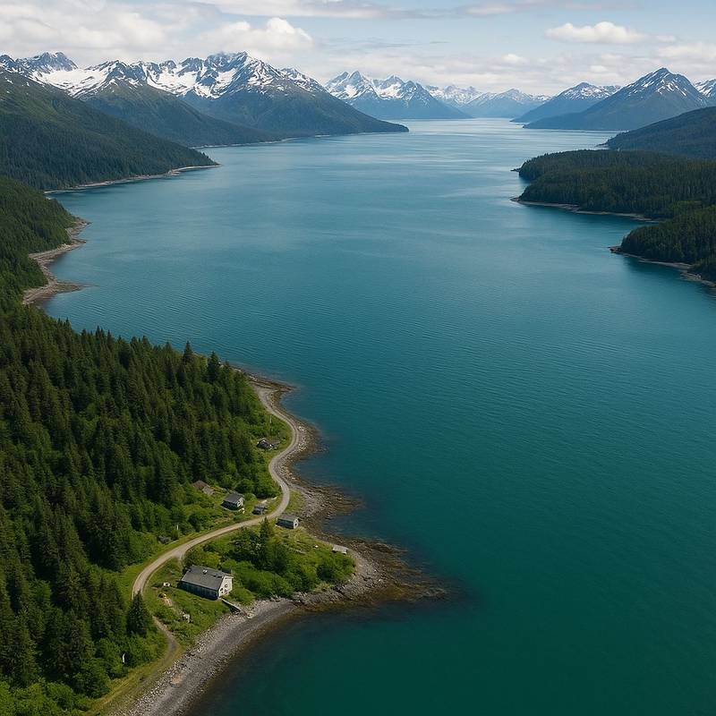 Transit, Snow Pass, Alaska Cruise Port - overhead view of the Snow Pass itinerary stop located in the Alaska cruising region