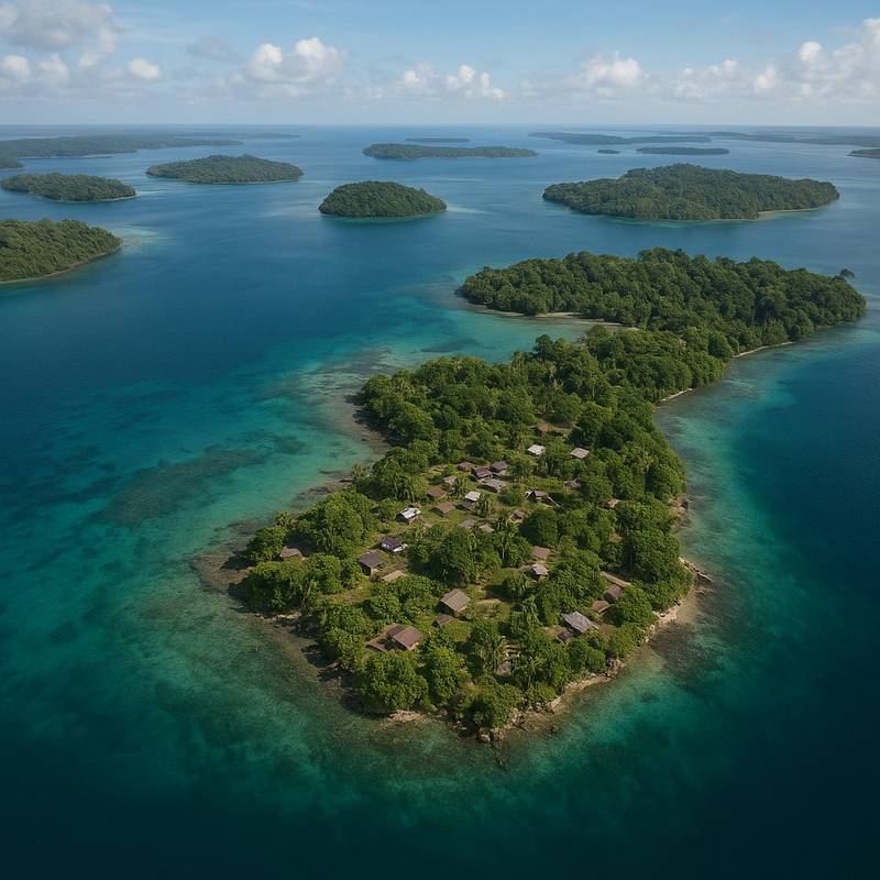 Trobriand Islands, Papua New Guinea Cruise Port - overhead view of the Trobriand Isl itinerary stop located in the South Pacific - Australia cruising region