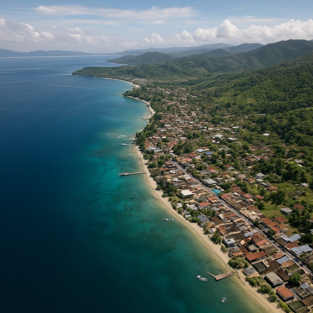 Tual Indonesia Cruise Port - overhead view of the Tual itinerary stop located in the South Pacific cruising region