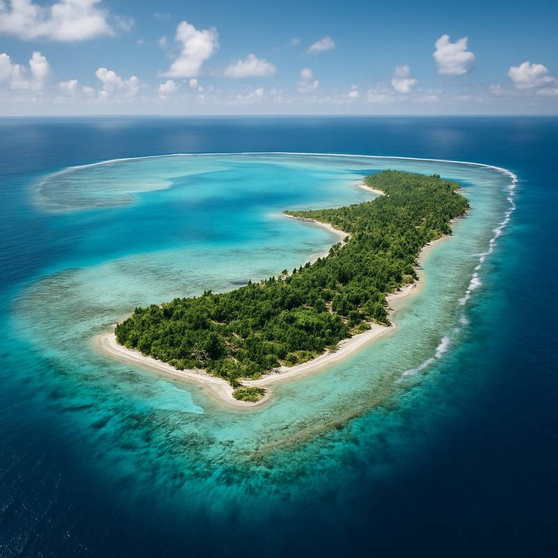 Tuamotu Islands, French Polynesia Cruise Port - overhead view of the Tuamotu Islands itinerary stop located in the South Pacific cruising region
