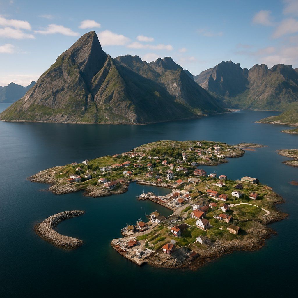 Vaeroy, Lofoten Islands, Norway Cruise Port - overhead view of the Vaeroy itinerary stop located in the Europe - Northern Europe cruising region