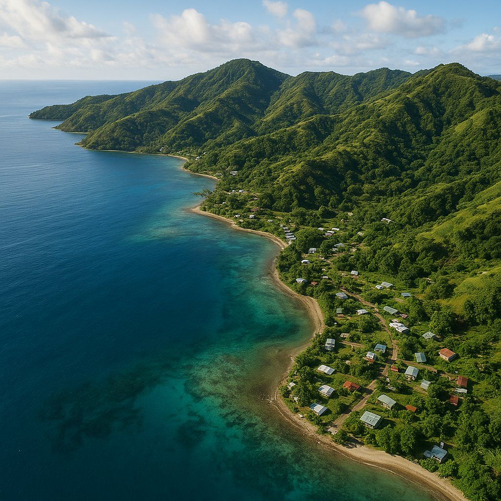 Vanau Balavu, Lau Islands, Fiji Cruise Port - overhead view of the Vanau Balavu itinerary stop located in the South Pacific cruising region