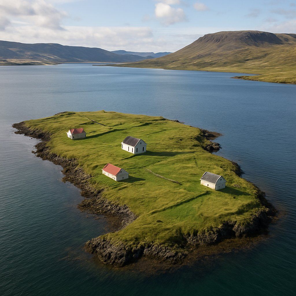 Vigur Island, Iceland Cruise Port - overhead view of the Vigur Island itinerary stop located in the Polar Regions cruising region