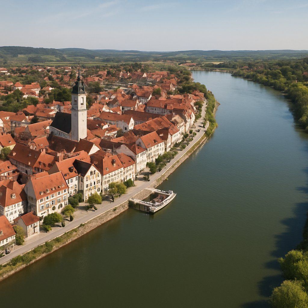 Vilshofen, Germany Cruise Port - overhead view of the Vilshofen itinerary stop located in the Europe - Western Europe cruising region