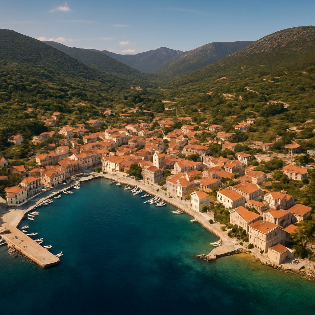 Vis Island, Croatia Cruise Port - overhead view of the Vis Island itinerary stop located in the Europe - Eastern Europe cruising region