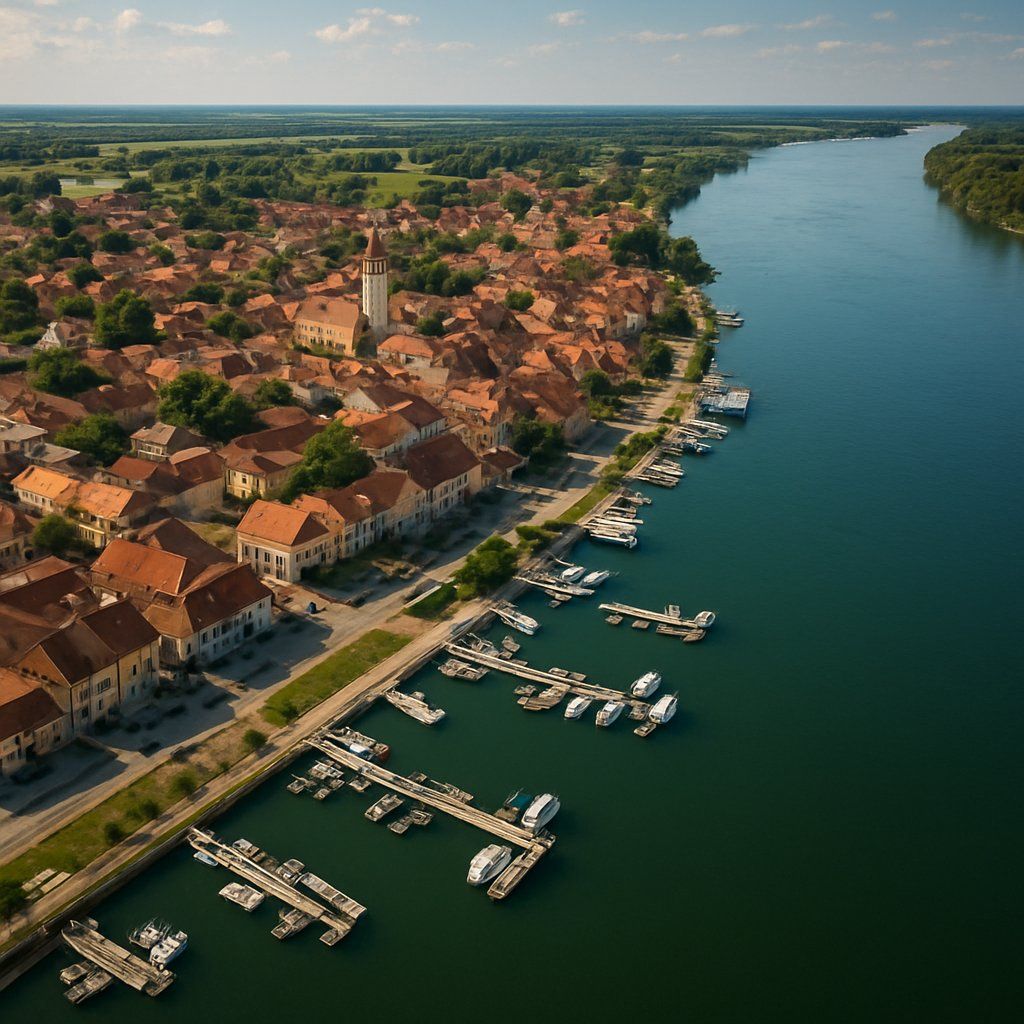 Vukovar, Croatia Cruise Port - overhead view of the Vukovar itinerary stop located in the Europe - Eastern Europe cruising region