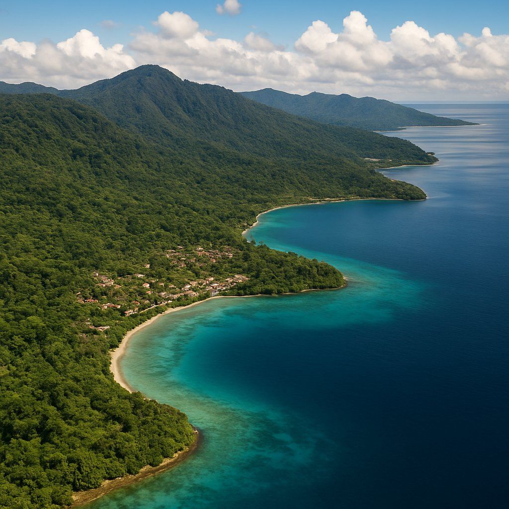 West Papua, Indonesia Cruise Port - overhead view of the West Papua itinerary stop located in the South Pacific cruising region