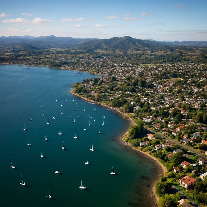 Whangarei, New Zealand Cruise Port - overhead view of the Whangarei itinerary stop located in the South Pacific - Australia cruising region