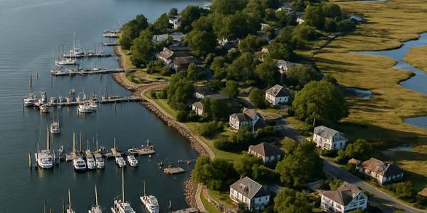 Yorktown, Virginia Cruise Port - overhead view of the Yorktown itinerary stop located in the U.S. - East Coast cruising region
