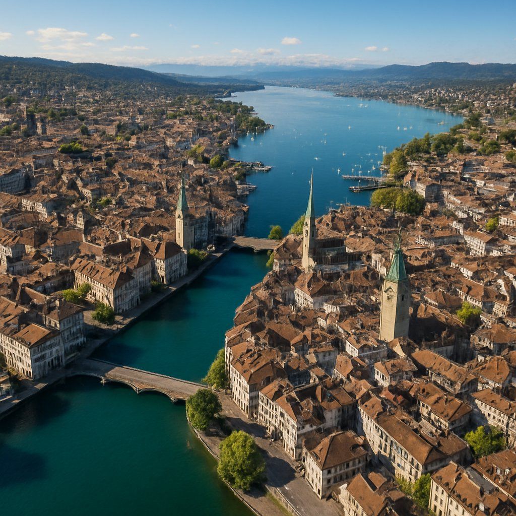 Zurich, Switzerland Cruise Port - overhead view of the Zurich itinerary stop located in the Europe - Western Europe cruising region