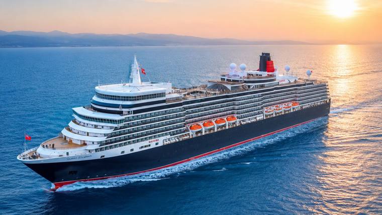 Queen Elizabeth cruise ship at sea