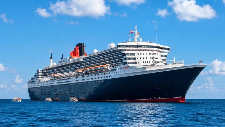Queen Mary 2 cruise ship at sea