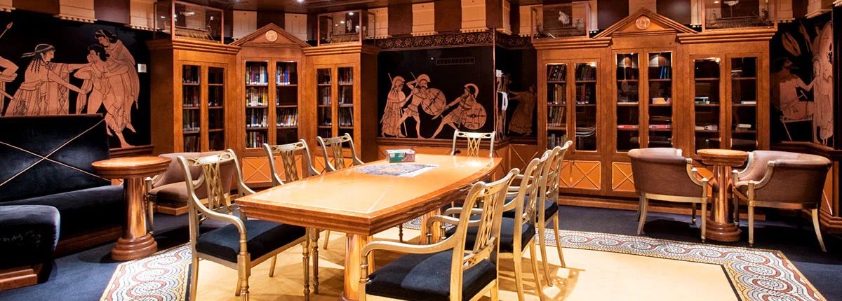 The Explorers Club Library on the Carnival Ecstasy